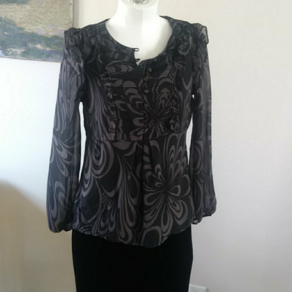 Sheer Black & Gray Blouse